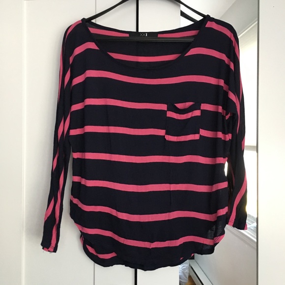 Forever 21 pink & blue striped top - Picture 2 of 2